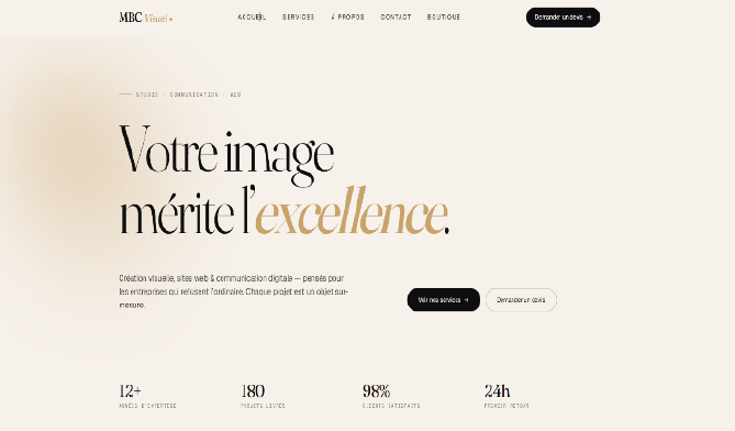Page d'accueil du site réalisé pendant le stage